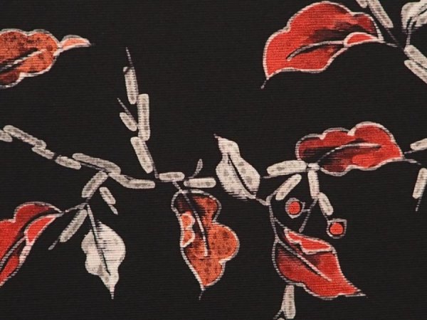Photo4: 6617T06z650 Vintage Japanese Kimono Silk HAORI Leaf Black (4)