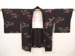 Photo5: 6617T06z650 Vintage Japanese Kimono Silk HAORI Leaf Black (5)