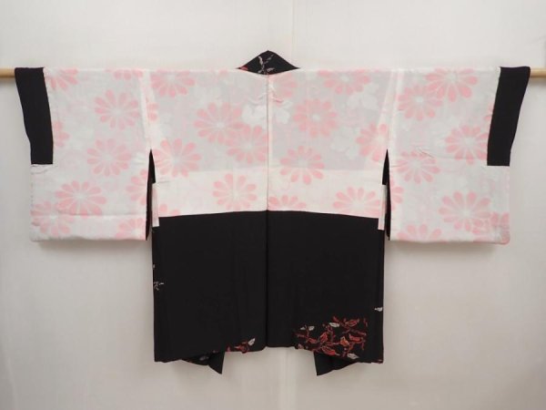 Photo6: 6617T06z650 Vintage Japanese Kimono Silk HAORI Leaf Black (6)