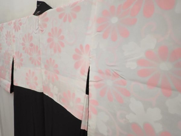 Photo7: 6617T06z650 Vintage Japanese Kimono Silk HAORI Leaf Black (7)