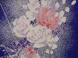 Photo6: 6617T09z960  Japanese Kimono Silk KOMON Rose Dark lavender blue (6)