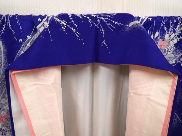Photo7: 6617T09z960  Japanese Kimono Silk KOMON Rose Dark lavender blue (7)