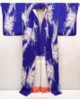 Photo8: 6617T09z960  Japanese Kimono Silk KOMON Rose Dark lavender blue (8)