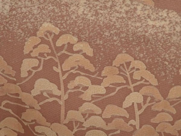 Photo6: 6617T10z1020 Vintage Japanese Kimono Silk HOUMONGI Mountain Light brown (6)
