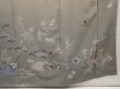 Photo7: 6617T11z1130  Japanese Kimono Crepe Silk TSUKESAGE Flowers Green-Gray (7)