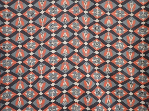 Photo5: 6617T13z830 Vintage Japanese Kimono Silk KOMON Flowers Coral pink (5)