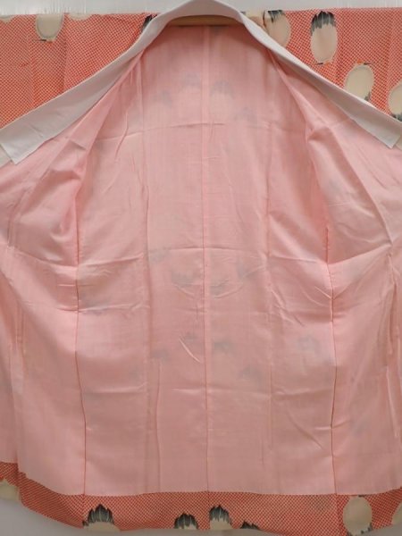 Photo8: 6618T01z450 Vintage Japanese Kimono Silk JUBAN Crane Red (8)