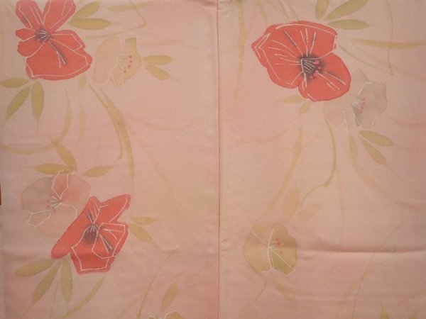 Photo3: 6618T02z440 Vintage Japanese Kimono Silk HAORI Flower Pink (3)