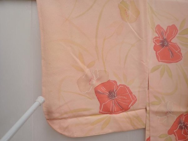 Photo7: 6618T02z440 Vintage Japanese Kimono Silk HAORI Flower Pink (7)