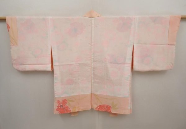 Photo8: 6618T02z440 Vintage Japanese Kimono Silk HAORI Flower Pink (8)