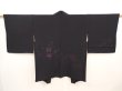 Photo1: 6618T03z540 Vintage Japanese Kimono Silk HAORI Leaf Black (1)