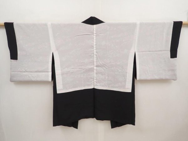Photo6: 6618T03z540 Vintage Japanese Kimono Silk HAORI Leaf Black (6)