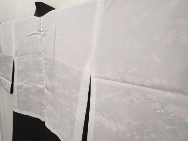 Photo7: 6618T03z540 Vintage Japanese Kimono Silk HAORI Leaf Black (7)