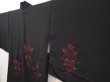 Photo2: 6618T04z610 Vintage Japanese Kimono Silk HAORI  Black Embro (2)