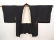 Photo5: 6618T04z610 Vintage Japanese Kimono Silk HAORI  Black Embro (5)