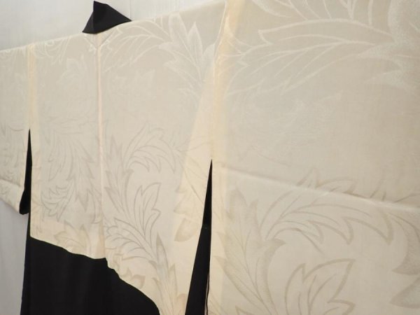 Photo7: 6618T04z610 Vintage Japanese Kimono Silk HAORI  Black Embro (7)