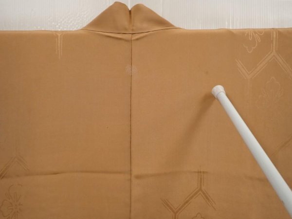 Photo6: 6618T06z470 Antique Japanese Kimono Silk HAORI Chrysanthemum Light brown (6)
