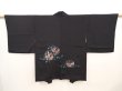 Photo1: 6618T07z540 Vintage Japanese Kimono Silk HAORI Yukiwa Black (1)