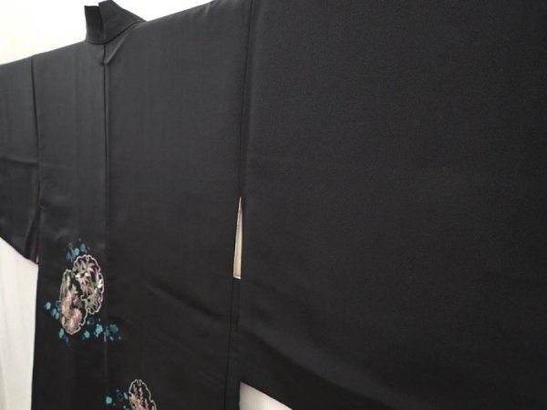 Photo2: 6618T07z540 Vintage Japanese Kimono Silk HAORI Yukiwa Black (2)
