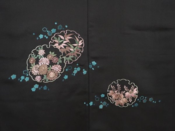 Photo3: 6618T07z540 Vintage Japanese Kimono Silk HAORI Yukiwa Black (3)