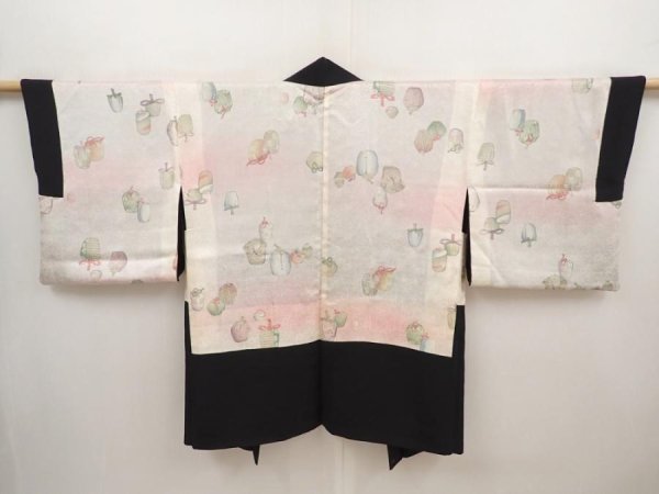 Photo6: 6618T07z540 Vintage Japanese Kimono Silk HAORI Yukiwa Black (6)