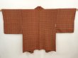 Photo1: 6618T08z450 Vintage Japanese Kimono Silk HAORI Flowers Red-Brown (1)