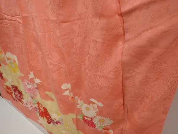 Photo4: 6618T11z810 Vintage Japanese Kimono Silk TSUKESAGE Chrysanthemum (4)