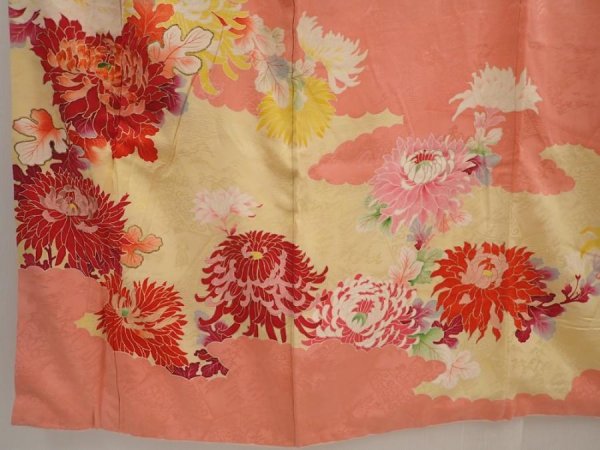 Photo6: 6618T11z810 Vintage Japanese Kimono Silk TSUKESAGE Chrysanthemum (6)