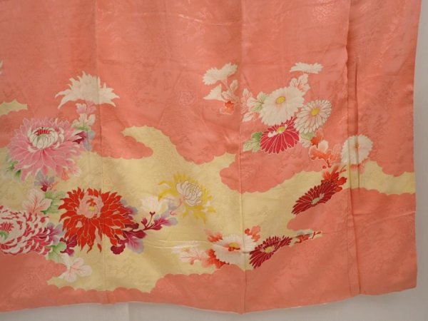Photo7: 6618T11z810 Vintage Japanese Kimono Silk TSUKESAGE Chrysanthemum (7)