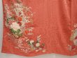 Photo5: 6618T12z430 Antique Japanese Kimono Silk TSUKESAGE Flower cart Coral pink (5)