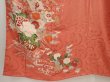Photo6: 6618T12z430 Antique Japanese Kimono Silk TSUKESAGE Flower cart Coral pink (6)