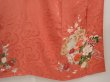Photo7: 6618T12z430 Antique Japanese Kimono Silk TSUKESAGE Flower cart Coral pink (7)