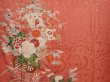 Photo8: 6618T12z430 Antique Japanese Kimono Silk TSUKESAGE Flower cart Coral pink (8)