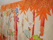 Photo2: 6618T13z1080 Vintage Japanese Kimono Silk FURISODE Bamboo Orangered (2)