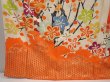 Photo6: 6618T13z1080 Vintage Japanese Kimono Silk FURISODE Bamboo Orangered (6)