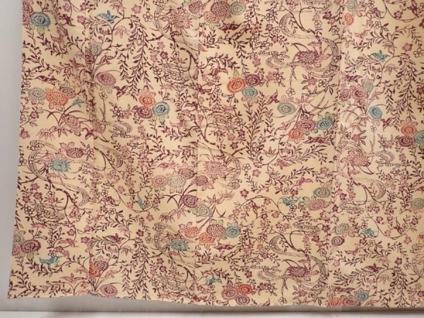 Photo4: 6618T14z900 Vintage Japanese Kimono Silk KOMON Flowers Champagne (4)