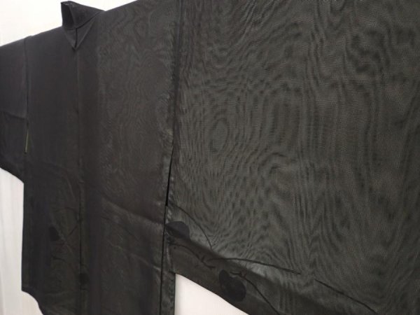 Photo2: 6619T01z320 Vintage Japanese Kimono Silk See through HAORI Flower Black (2)