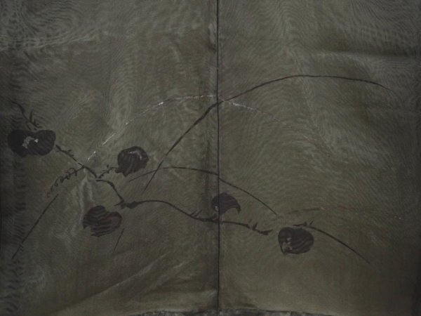 Photo3: 6619T01z320 Vintage Japanese Kimono Silk See through HAORI Flower Black (3)