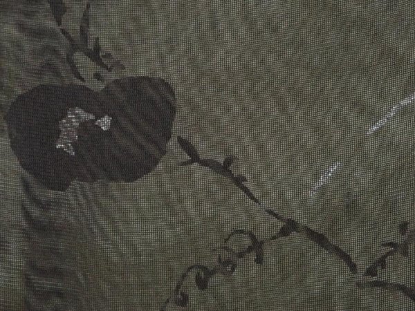Photo4: 6619T01z320 Vintage Japanese Kimono Silk See through HAORI Flower Black (4)