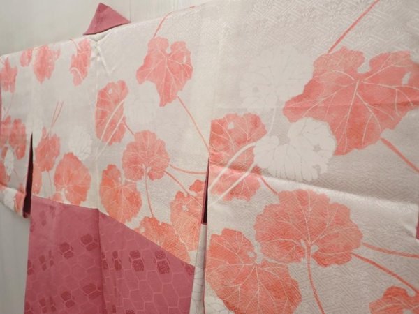 Photo7: 6619T02z600 Vintage Japanese Kimono Silk HAORI  Dark pink (7)