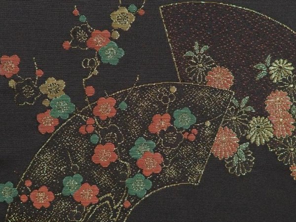 Photo4: 6619T03z580 Vintage Japanese Kimono Silk HAORI Jigami Black (4)