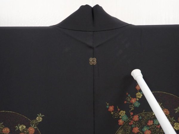 Photo6: 6619T03z580 Vintage Japanese Kimono Silk HAORI Jigami Black (6)