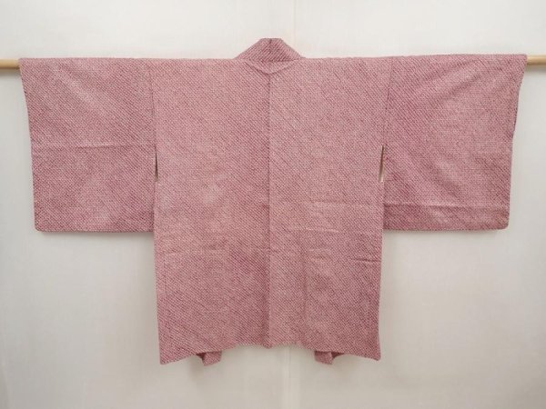 Photo1: 6619T04z430 Vintage Japanese Kimono Silk SHIBORI HAORI Plain Light purple (1)