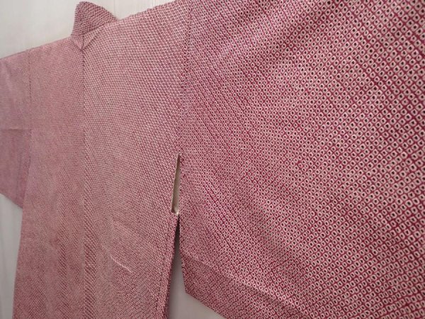 Photo2: 6619T04z430 Vintage Japanese Kimono Silk SHIBORI HAORI Plain Light purple (2)