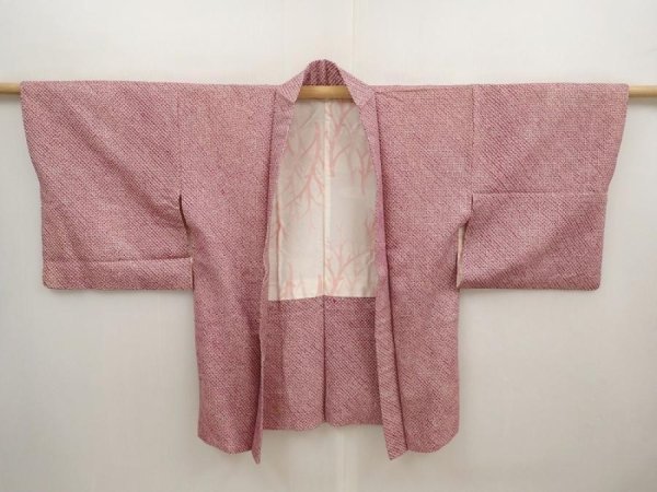 Photo5: 6619T04z430 Vintage Japanese Kimono Silk SHIBORI HAORI Plain Light purple (5)