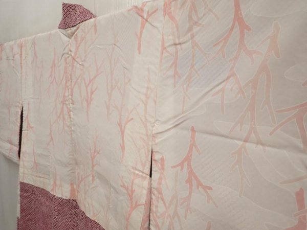 Photo7: 6619T04z430 Vintage Japanese Kimono Silk SHIBORI HAORI Plain Light purple (7)