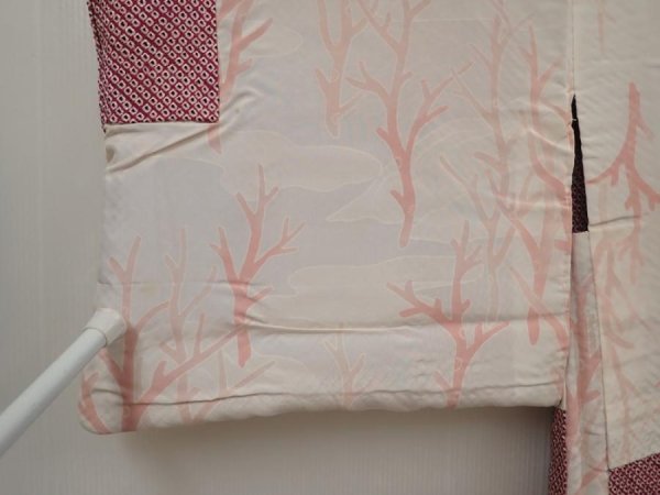 Photo8: 6619T04z430 Vintage Japanese Kimono Silk SHIBORI HAORI Plain Light purple (8)