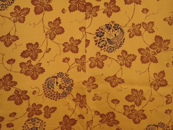 Photo3: 6619T05z580 Vintage Japanese Kimono Silk HAORI Bird Dark orange (3)