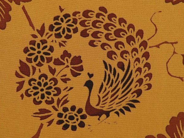 Photo4: 6619T05z580 Vintage Japanese Kimono Silk HAORI Bird Dark orange (4)
