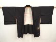 Photo5: 6619T06z480 Vintage Japanese Kimono Silk HAORI Flowers Black (5)